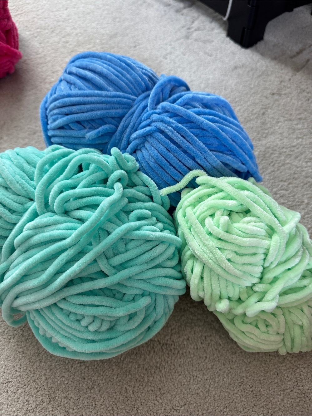 Soft Chenille Yarn Bundle in Aqua, Mint & Sky Blue